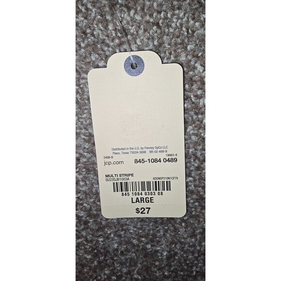 St. Johns Bay Womens Large Multi-Stripe Sleeveless Cotton Top - Picture 3 of 7